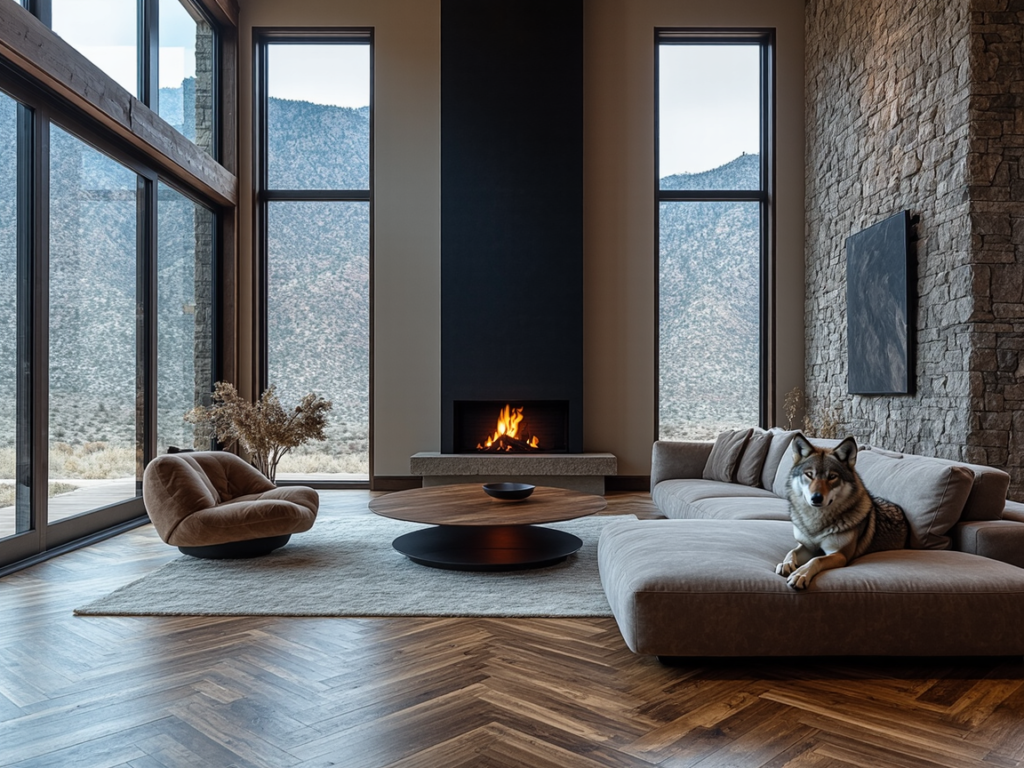 Parquet en noyer à chevrons