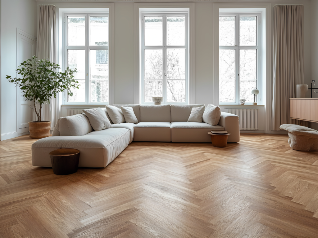 Parquet en chêne à chevrons